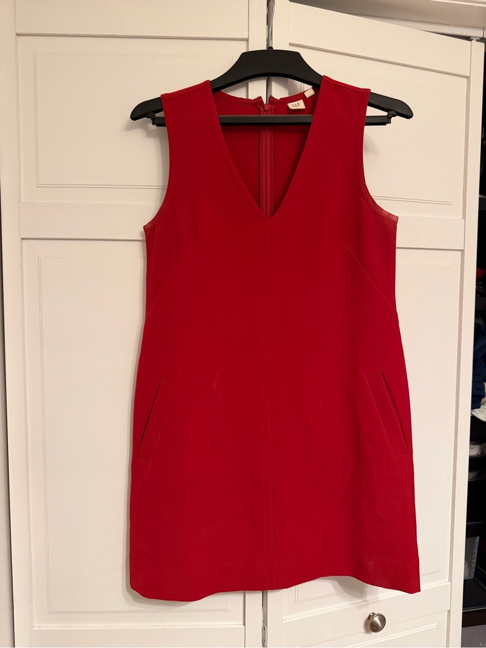 GAP Red Sleeveless V-Neck Shift Dress